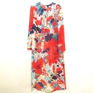 Hanae Mori Chiffon Open Front Long-Sleeved Beach Cover-up Size 10